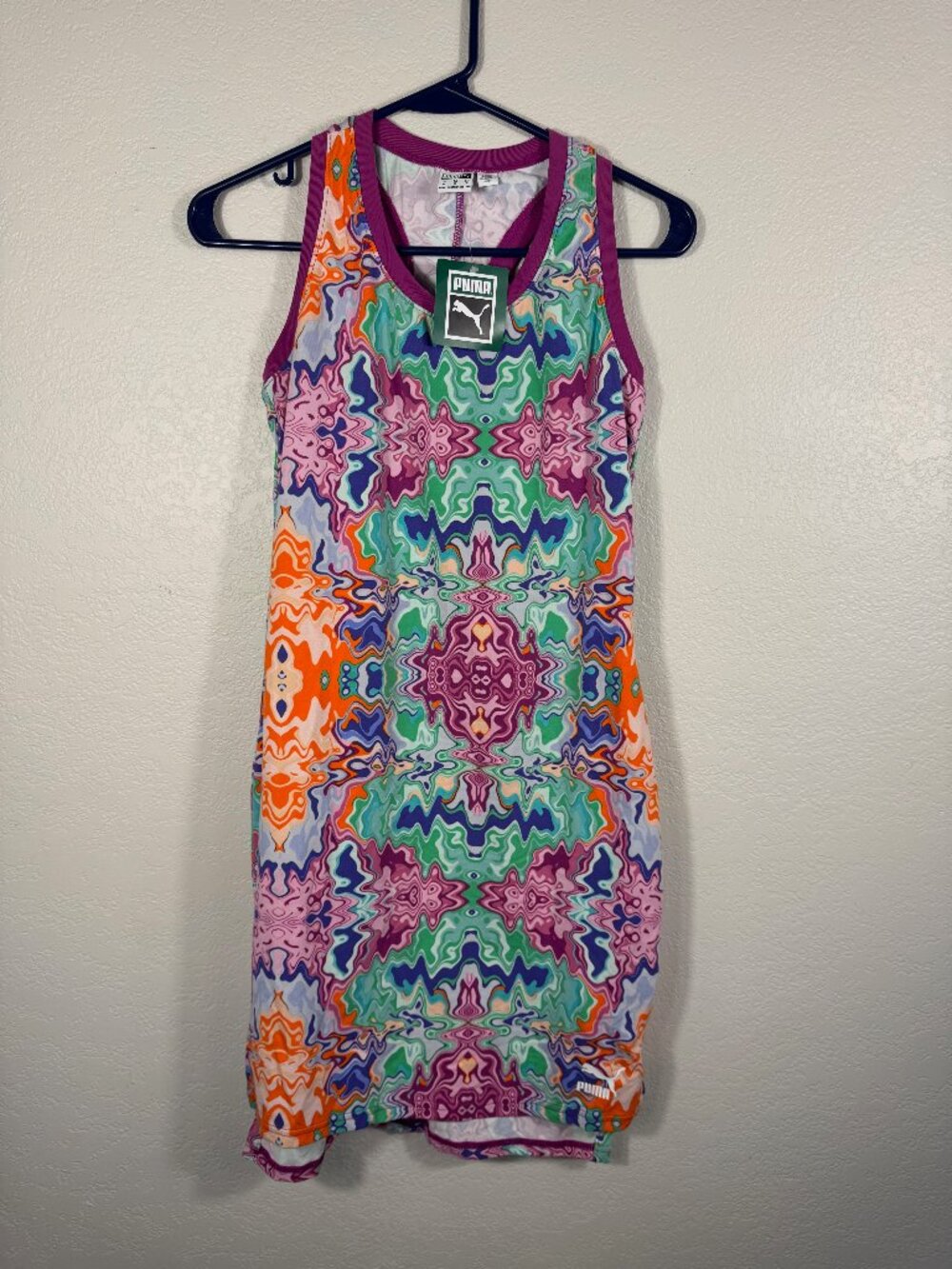 NWT Puma Hypnotize Dress Womens M Multicolor Swirl Print Racerback Bodycon Tank
